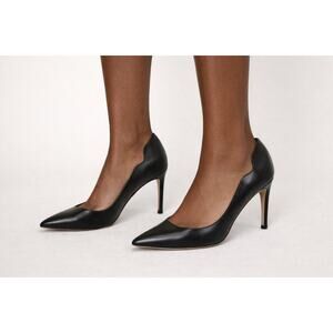 Petit Cadeau Lavinia Black Vegan Leather Stilettos Women's Size 7